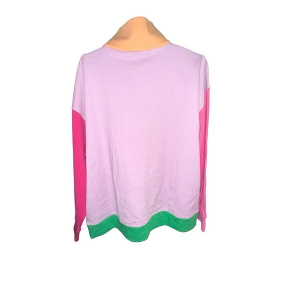 Terez Colortblock Quarter Zip Sweatshit in Spring Mix Size XL Cotton Women’s - Picture 2 of 6